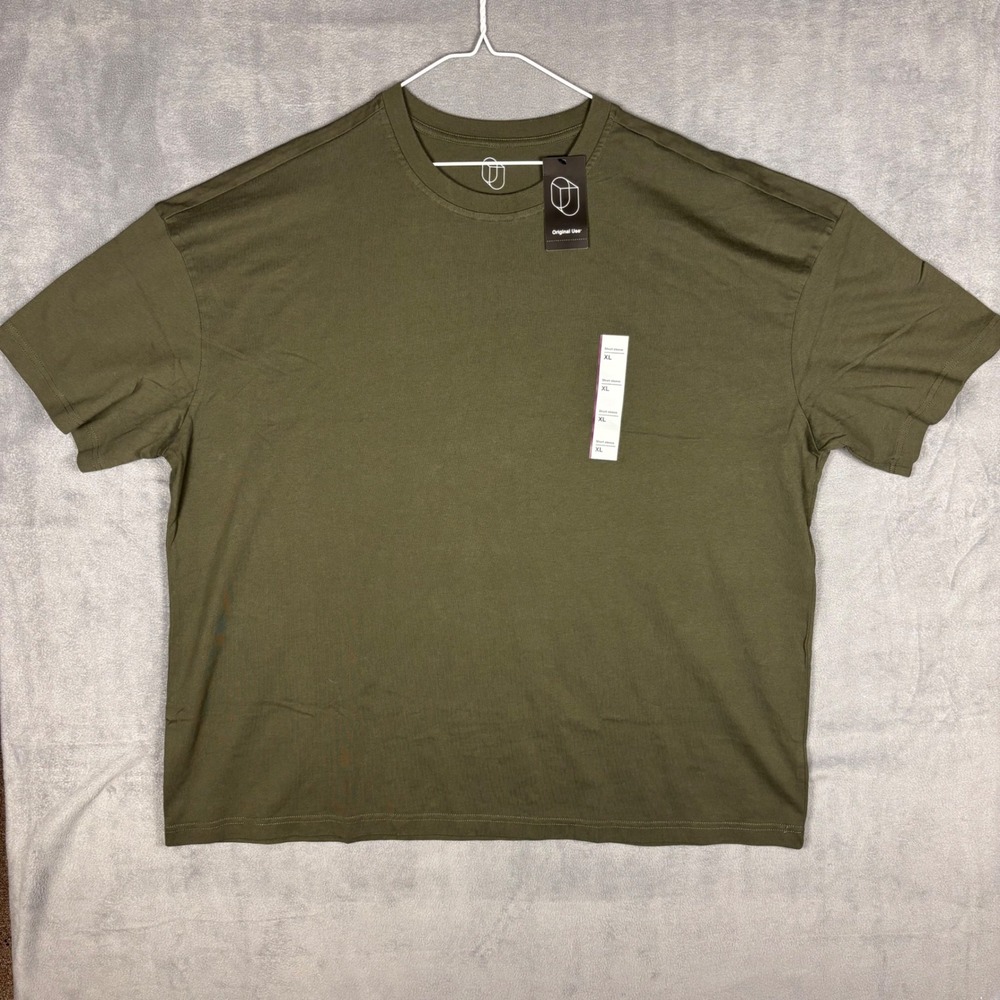 Original Use Mens XL Olive Green Short Sleeve 100% Cotton Crew Neck T-Shirt NWT